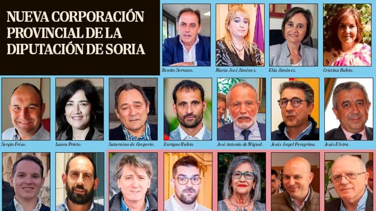 Diputados que compondrán el Pleno de la Diputación de Soria en este mandato.