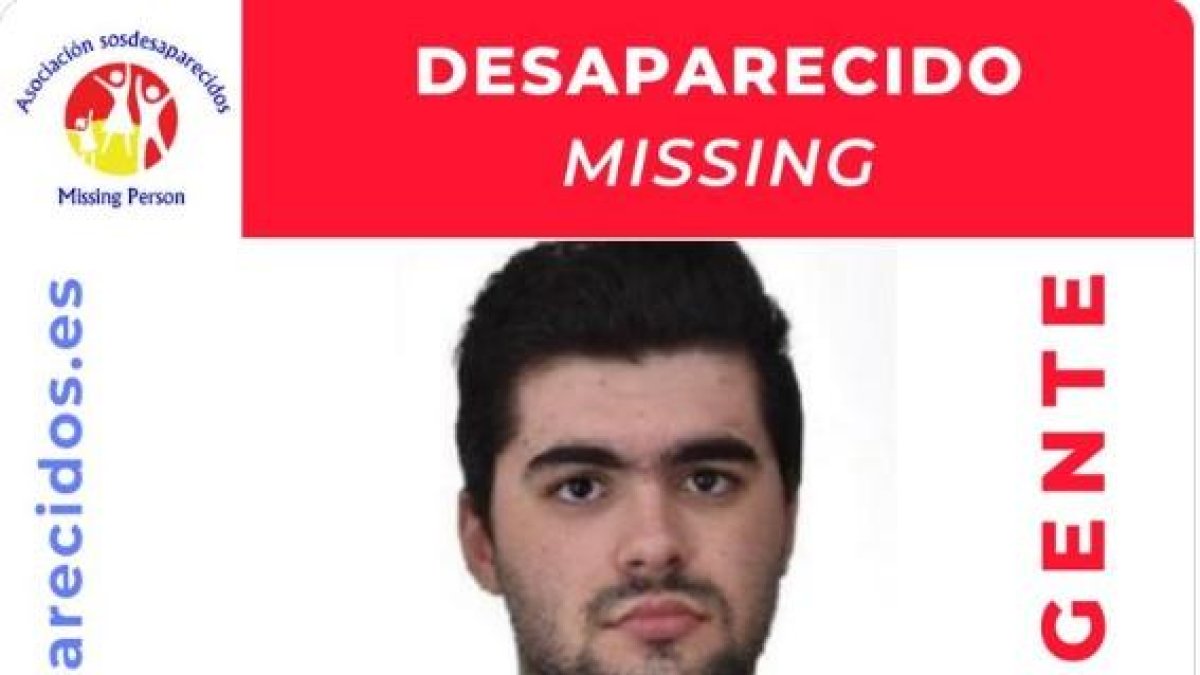 Cartel con la alerta del joven desaparecido. HDS