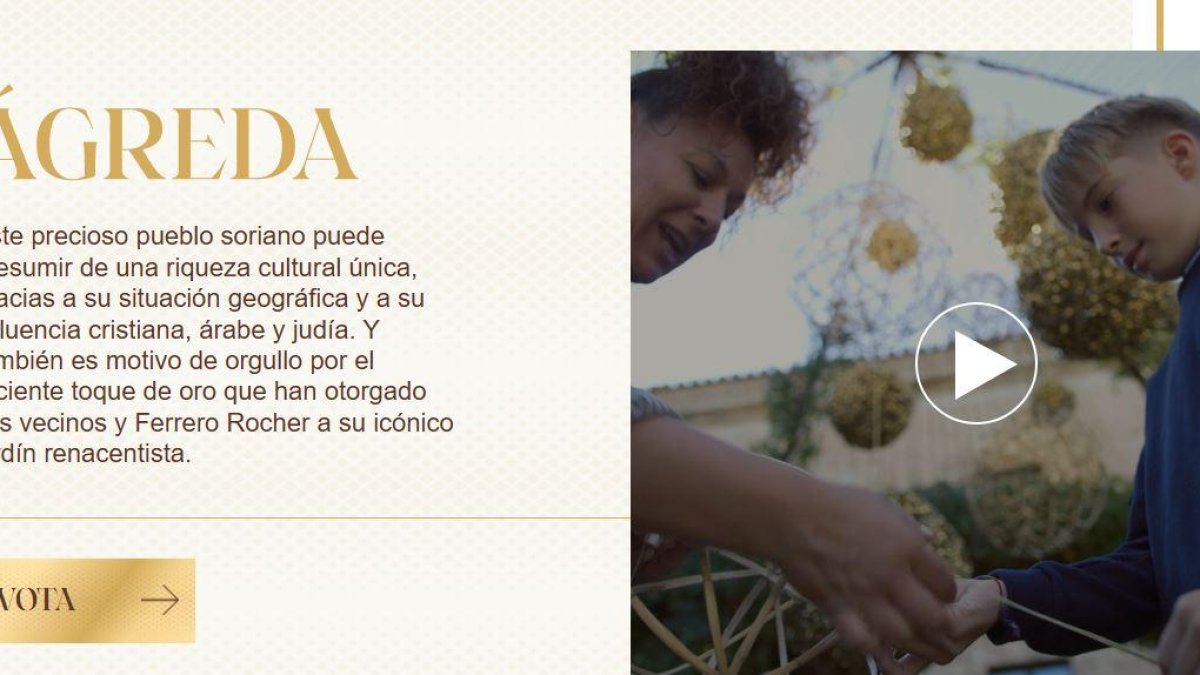 Captura del espacio para votar a Ágreda en la página de Ferrero. También puedes hacerlo en esta información.