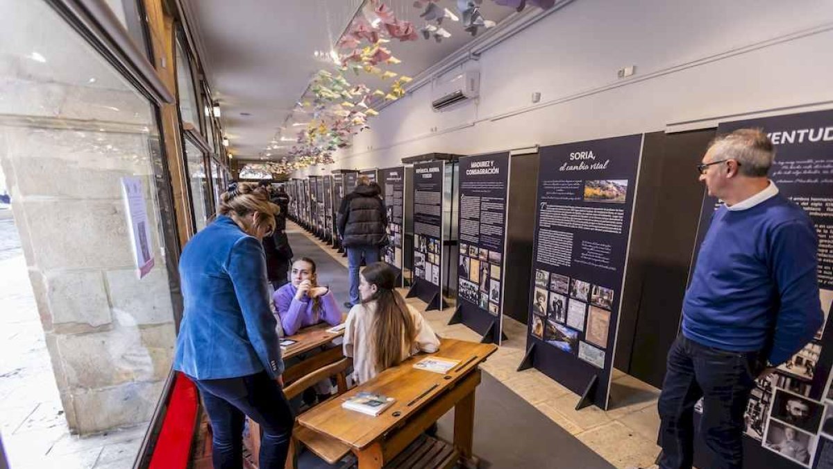 La exposición está ubicada en la galería porticada del Instituto