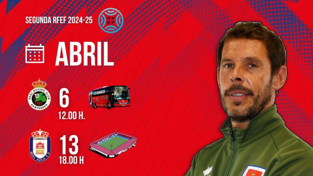 Horarios del Numancia en las dos primeras jornadas de abril.