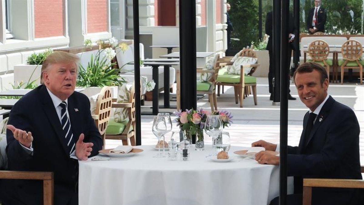 Macron y Trump almuerzan en Biarritz.-EFE/EPA/LUDOVIC MARIN / POOL MAXPPP OUT