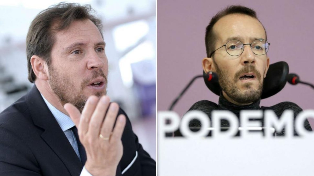 El socialista Óscar Puente y el podemista Pablo Echenique.-EL PERIÓDICO