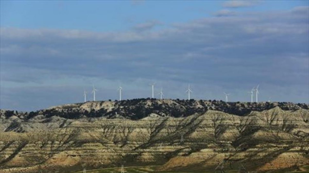 Parque de energía eólica en los Monegros, en la provincia de Zaragoza.-DANNY CAMINAL