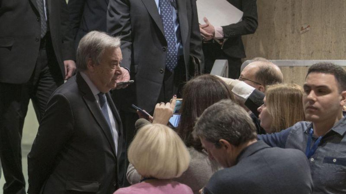 El secretario general  de la ONU António Guterres en la sede del organismo en Nueva York.-ONU