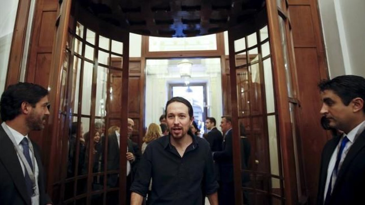 Pablo Iglesias a su llegada al Congreso de los Diputados.-REUTERS