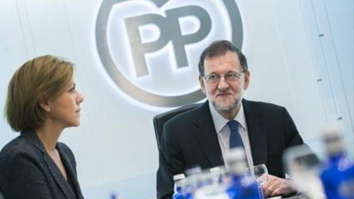 Mariano Rajoy, ayer, en la sede central del PP.-EFE / TAREK