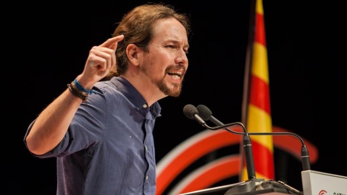 Pablo Iglesias, en un acto de la campaña de las elecciones catalanas del 21-D.-MARTÍ FRADERA