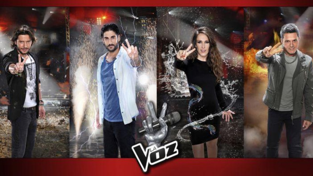 Alejandro Sanz, Malú, Manu Carrasco y Melendi, los cuatro 'coachs' de la cuarta temporada del concurso de Tele 5 'La Voz'.-EL PERIÓDICO