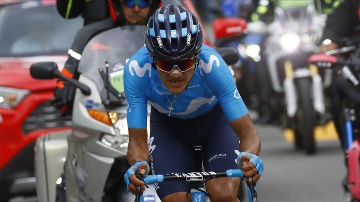 Richard Carapaz, en pleno esfuerzo.-AFP / LUK BENIES
