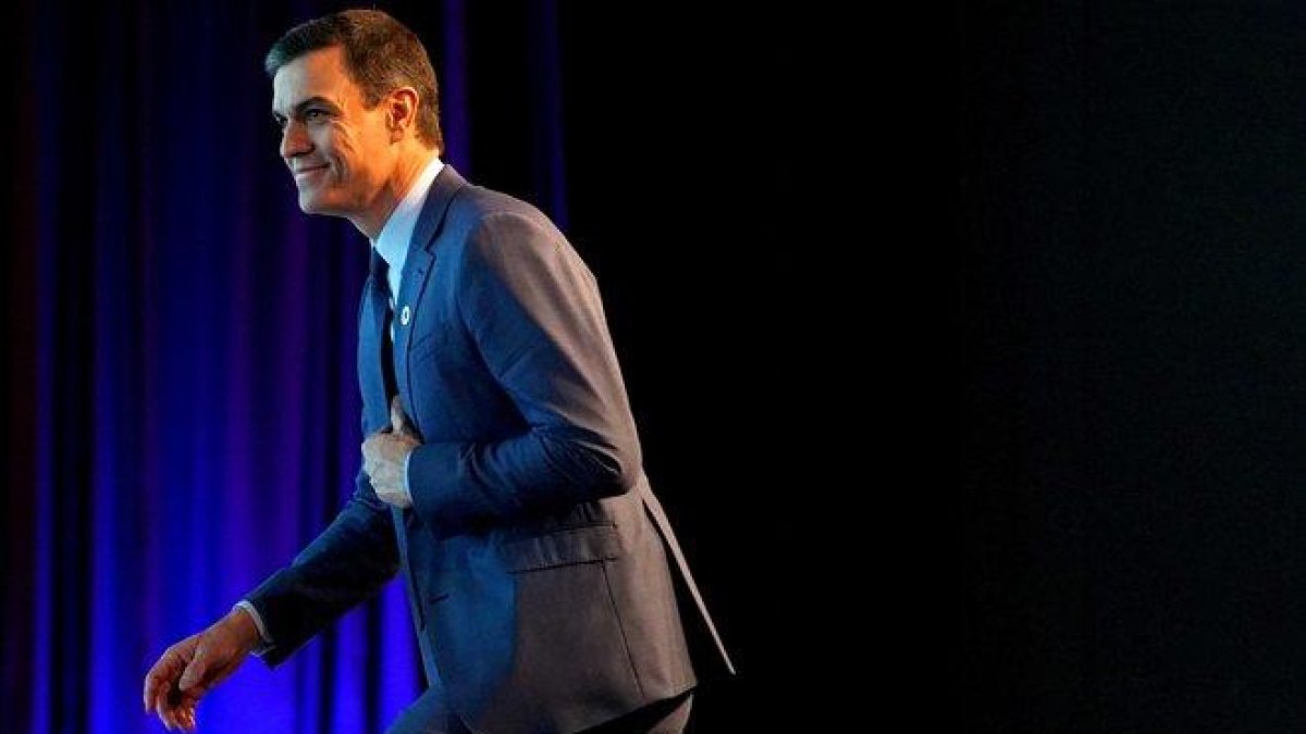 El presidente del Gobierno, Pedro Sánchez, en la inauguración del foro Exceltur.-JOSÉ LUIS ROCA