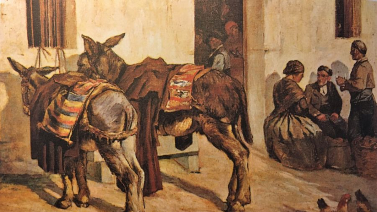 Emilio Aliaga Romagosa, ´La Venta [Posada] de Soria´, óleo, 110 x 73 cm, ha. 1910. [Fotografía gentileza de Ferran Olucha]