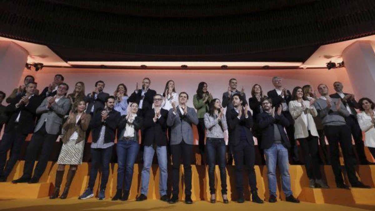 El líder de Ciudadanos, Albert Rivera, en el acto celebrado en Madrid para presentar la nueva Ejecutiva del partido.-Fernando Alvarado / EFE