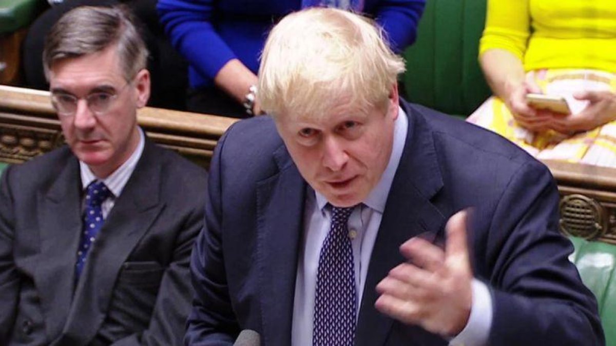 Boris Johnson, primer ministro del Reino Unido, este sábado.-