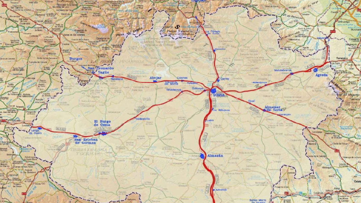 Carreteras de Soria en las que se renovarán las marcas viales. HDS