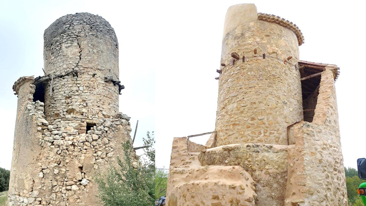 El antes y después de la atalaya de Nograles.-HDS