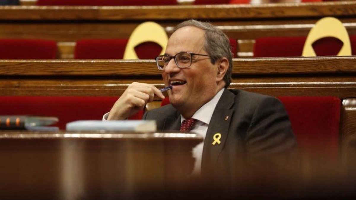 Quim Torra en el Parlamento catalán.-ALBERT BERTRAN