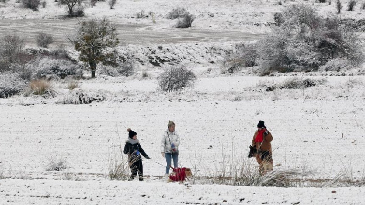 Carretera entre Navalcaballo y Camparañón en la mañana de ayer.-LUIS ÁNGEL TEJEDOR