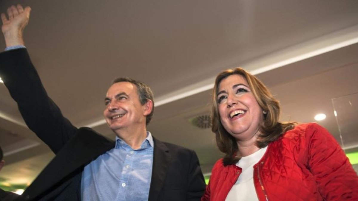 José Luis Rodríguez Zapatero y Susana Díaz, el viernes durante un acto en Jaén.-EFE