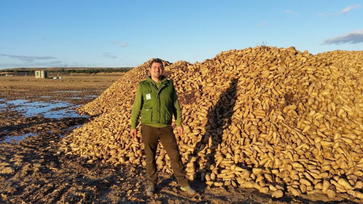 Diego Mozo, natural de San Román de Hornija, en Valladolid, en una parcela contigua a la suya con el cultivo ya cosechado.-E.M.