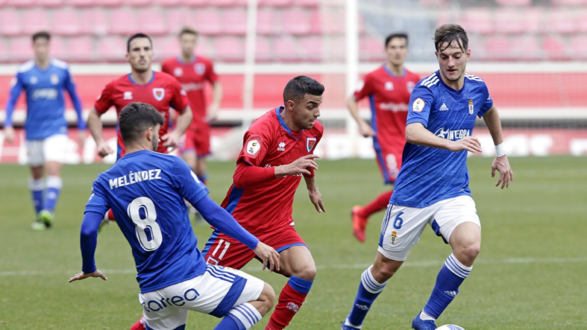 Moha marcó su primer gol en Liga ante el Oviedo B. MARIO TEJEDOR