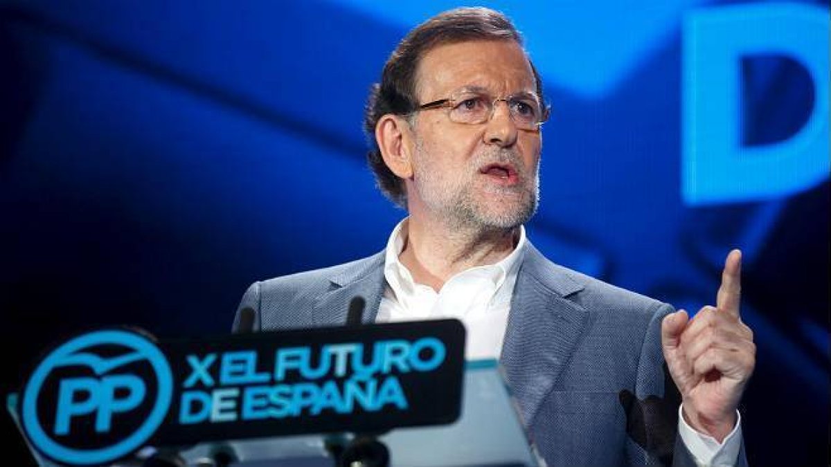 El Presidente del Gobierno Mariano Rajoy durante su discurso de clausura de la Conferencia Política 2015 del PP en Madrid.-Foto: DAVID CASTRO