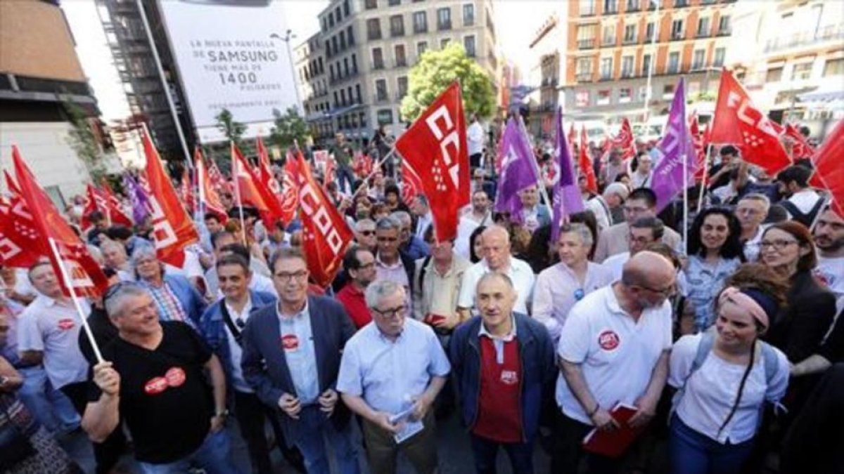 Toxo y Álvarez, en un manifestación sindical.-JUAN MANUEL PRATS