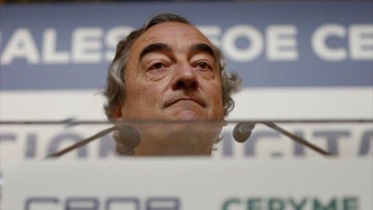 Juan Rosell, en un acto de la CEOE en Madrid.-EFE / JUAN CARLOS HIDALGO