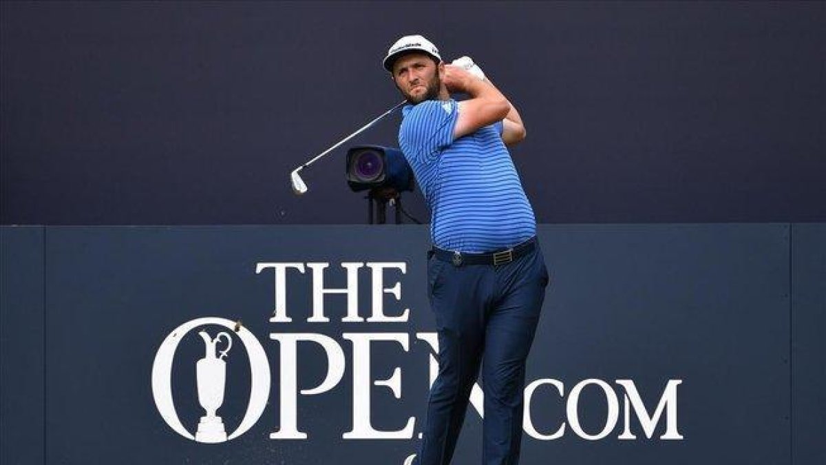 Jon Rahm, en la vuelta de práctica del Open en Royal Portrush-PAUL ELLIS (AFP)