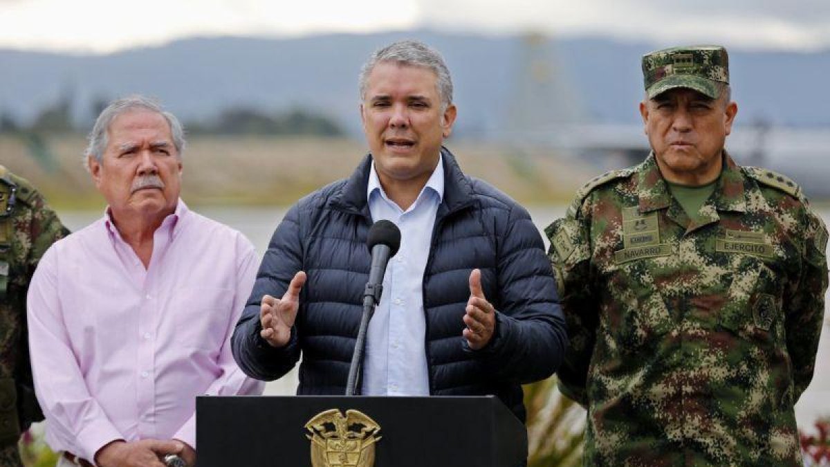 El presidente de Colombia, Iván Duque, da unas declaraciones a la prensa en Bogotá Colombia.-EFE