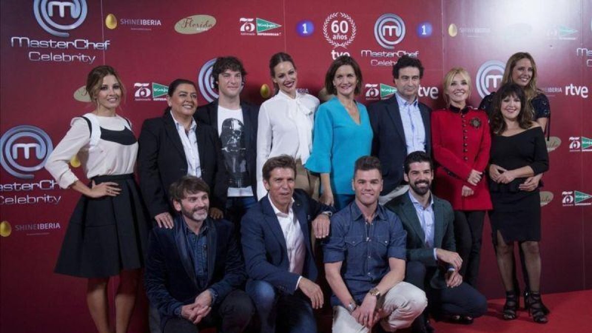 El jurado y los concursantes del nuevo concurso de TVE-1 'Masterchef Celebrity', en la presentación del programa en Madrid.-Luca Piergiovanni
