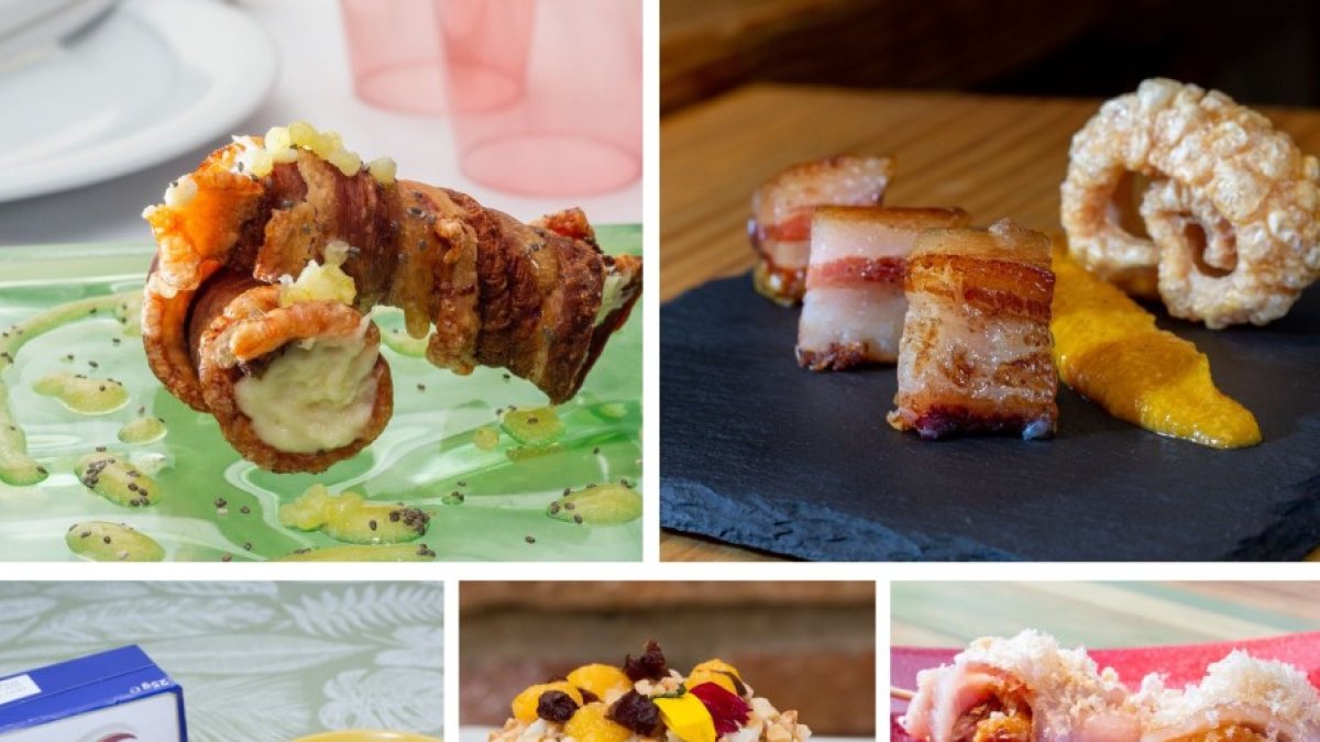 Imagen de las cinco tapas finalistas de Torrezno de Soria en la categoría de Innovación. HDS