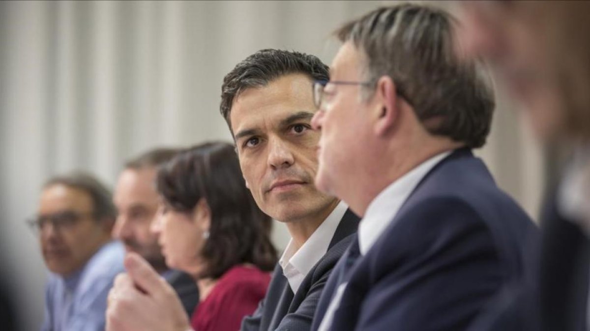 Pedro Sánchez, el pasado lunes en Valencia.-MIGUEL LORENZO