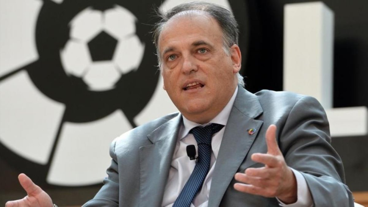 Javier Tebas, presidente de LaLiga (liga española de fútbol profesional), en una imagen del pasado marzo.-ROSLAN RAHMAN / AFP