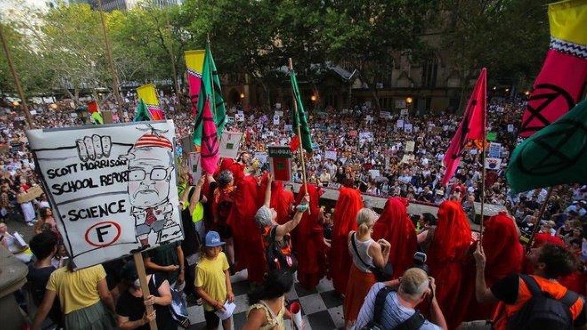 Protesta contra el Gobierno en Sídney, este viernes.-STEVEN SAPHORE (EFE)