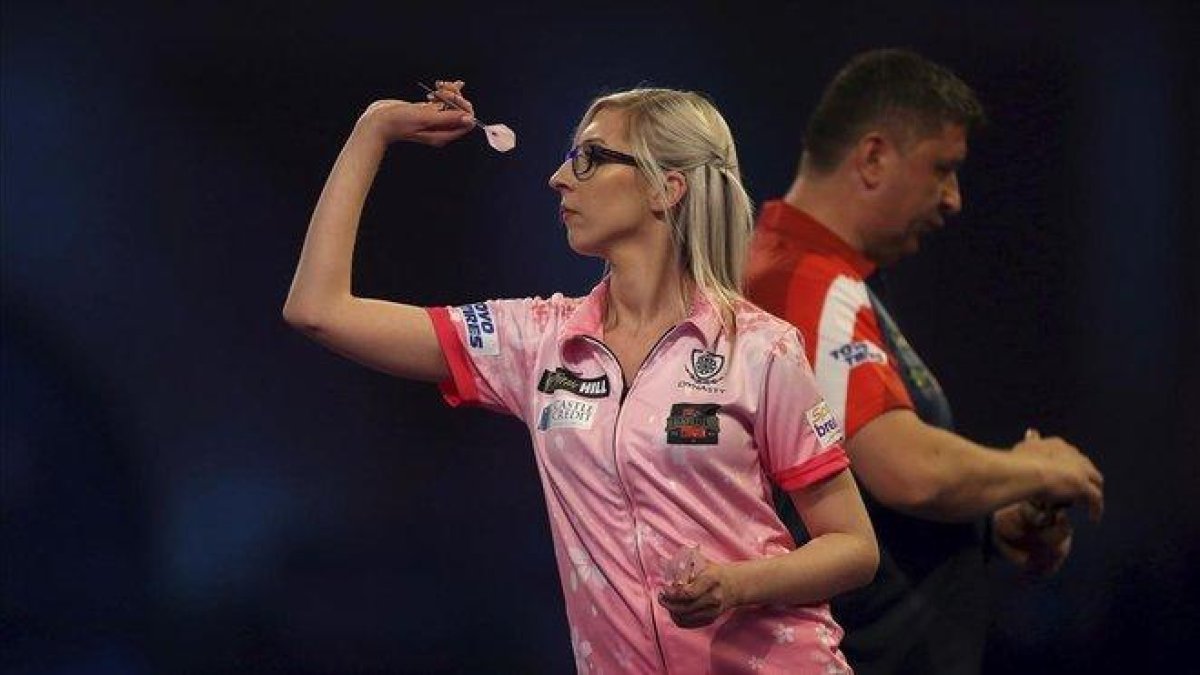 Fallon Sherrock, en su partida contra Suljovic, el sábado.-