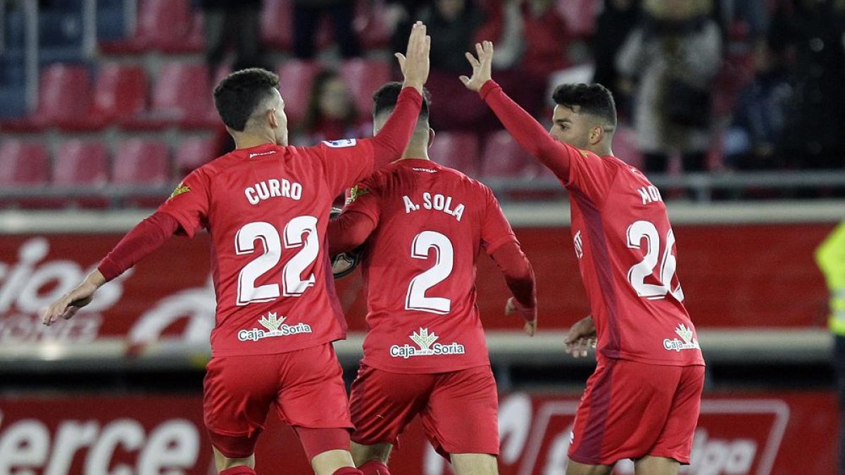Moha se unía a la nómina de goleadores del Numancia con el tanto que anotaba ante el Rayo.-Mario Tejedor