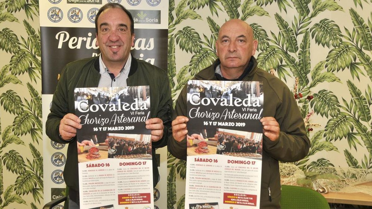 Andrés y De Miguel en la presentación de la VI Feria del Chorizo de Covaleda.-V.G.