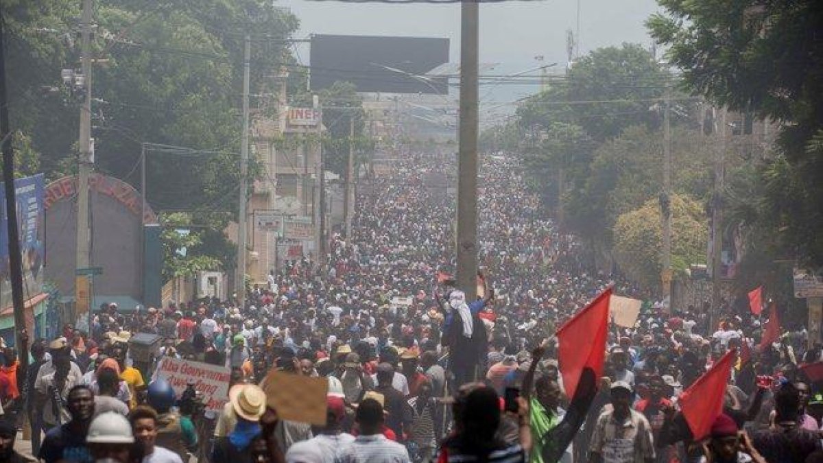 Manifestación para exigir la dimisión del presidente haitiano, Jovenel Moise.-EFE