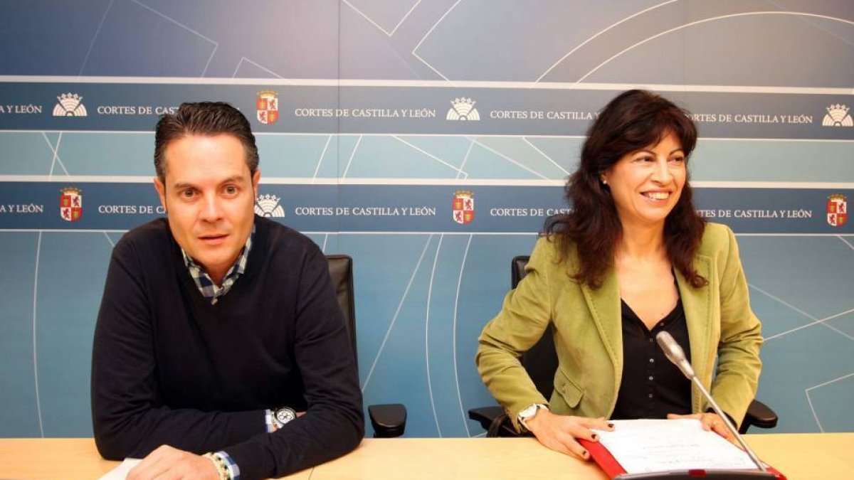 La portavoz socialista en las Cortes de Castilla y León, Ana Redondo, y el procurador Pedro González-Ical