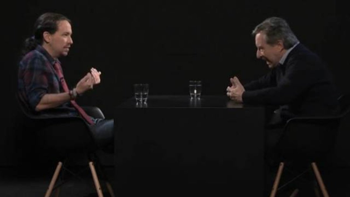 Entrevista de Pablo Iglesias a Iñaki Gabilondo, el pasado domingo, en el programa 'Otra Vuelta de Tuerka'.-Foto: LATUERKA