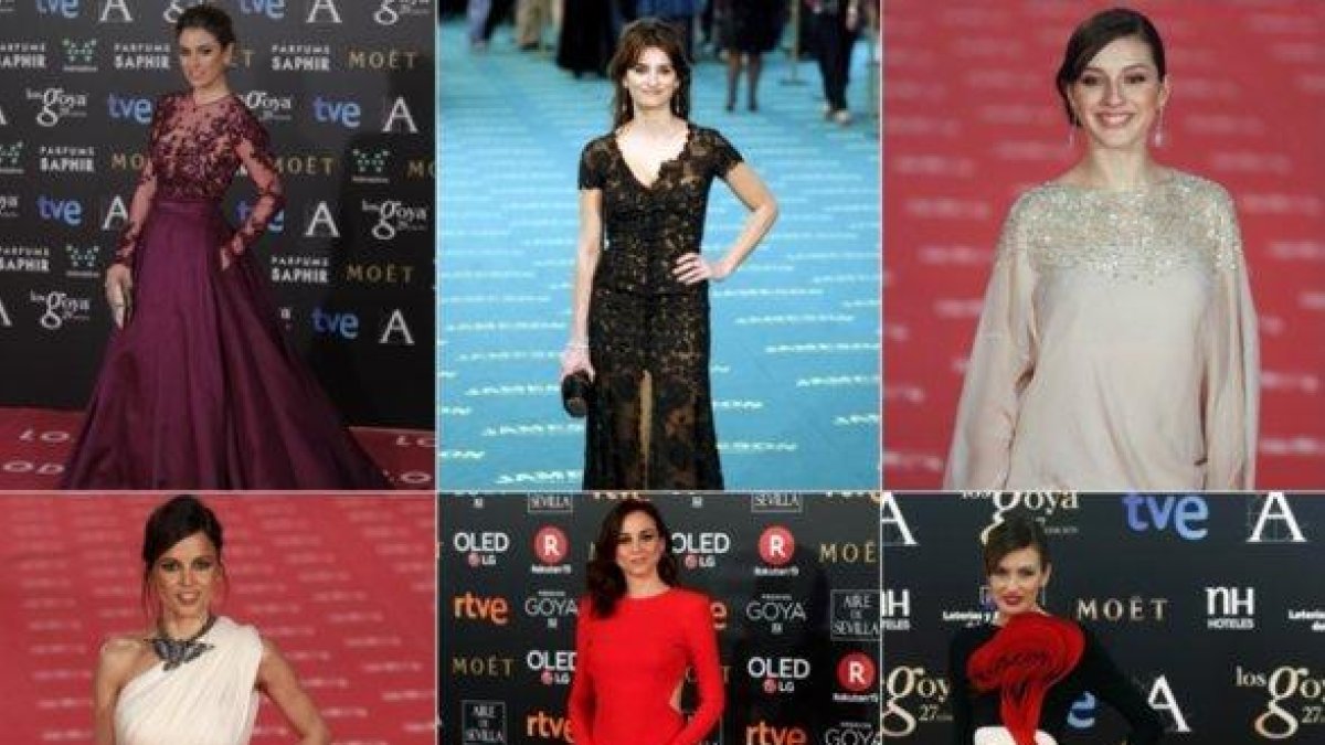 Vestidos de los Goya en ediciones anteriores.-EFE