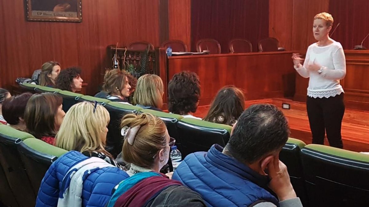 Una de las sesiones del curso ofrecido en el salón de plenos del Ayuntamiento de Almazán.-HDS