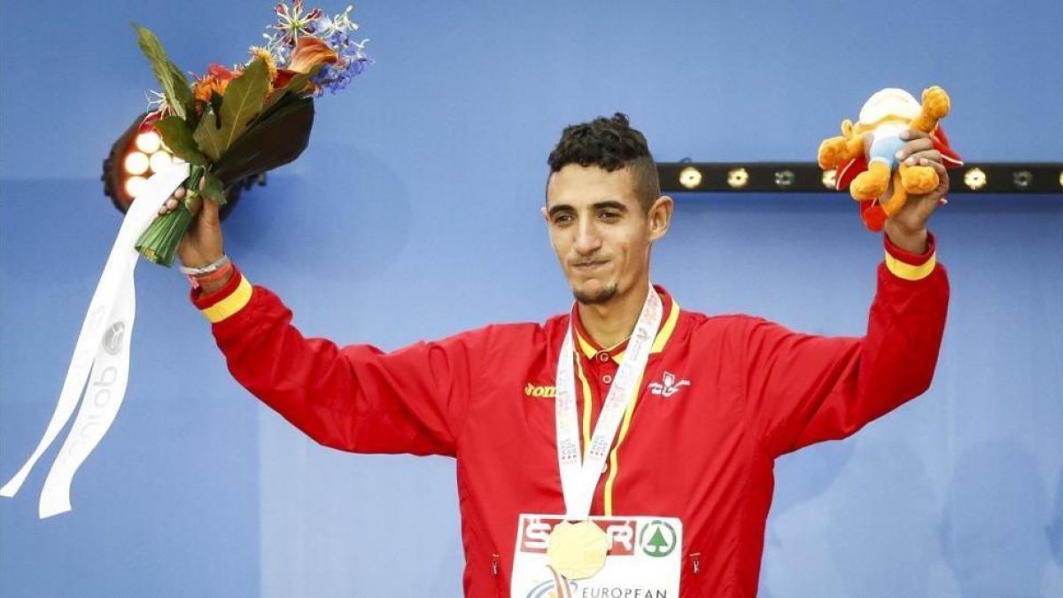 Ilias Fifa, cuando ganó el título europeo de 5.000.-AFP / KOEN VAN WEEL