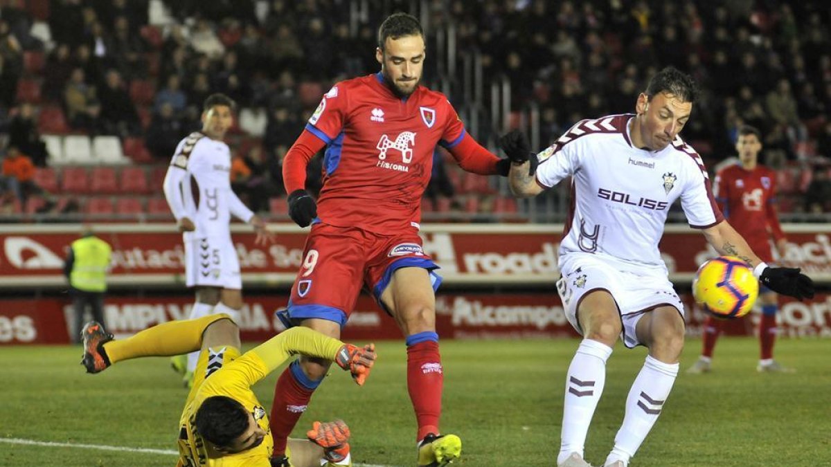 El Numancia, después del traspié ante el Albacete, ve como la zona de play off de ascenso se mantiene a ocho puntos de distancia.-Valentín Guisande