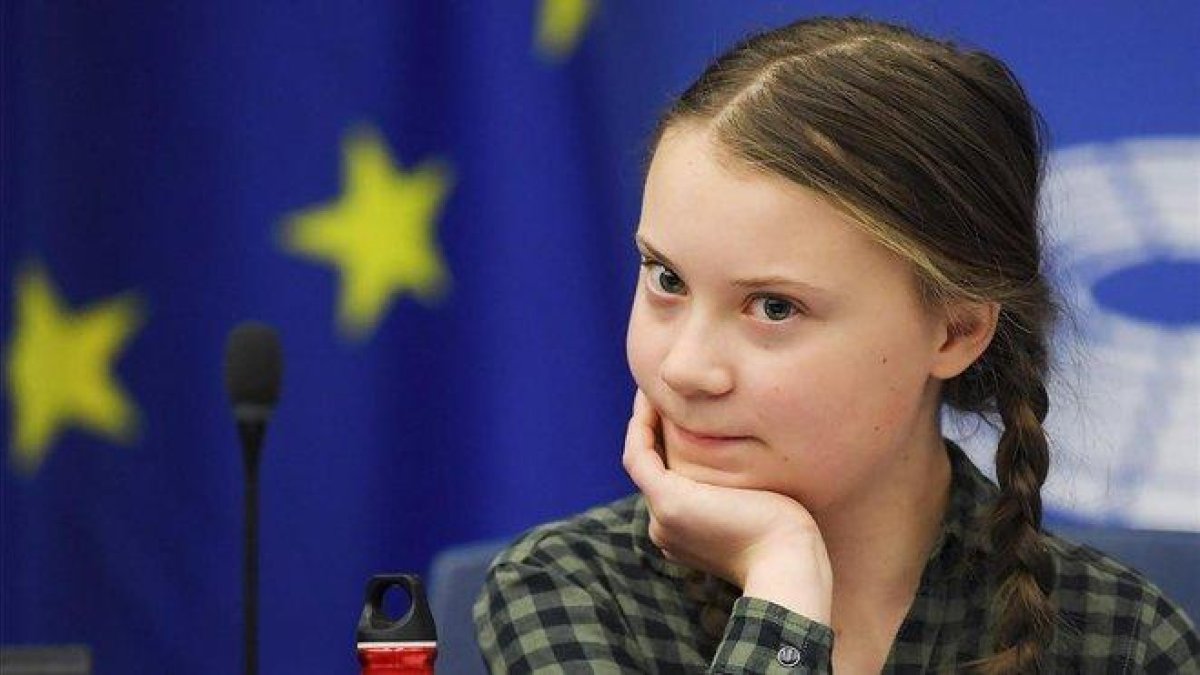 Greta Thunberg, en el Parlamento europeo, en Estrasburgo.-AFP / FREDERICK FLORIN