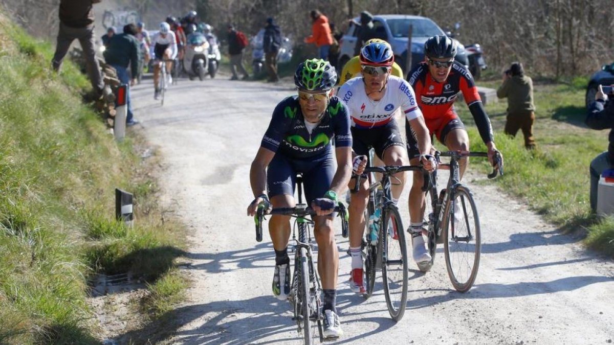 Alejandro Valverde, en la Strade Bianche.-MOVISTAR TEAM