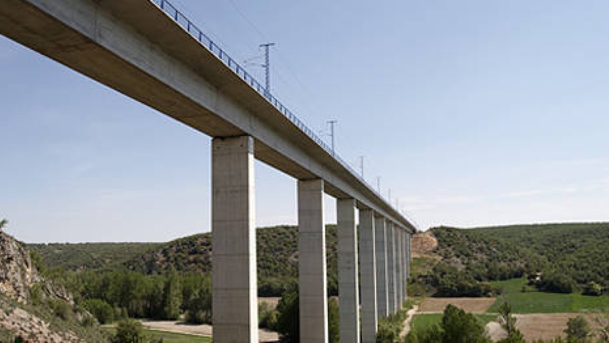 Viaducto del AVE en término de Arcos de Jalón. / MALAYA-