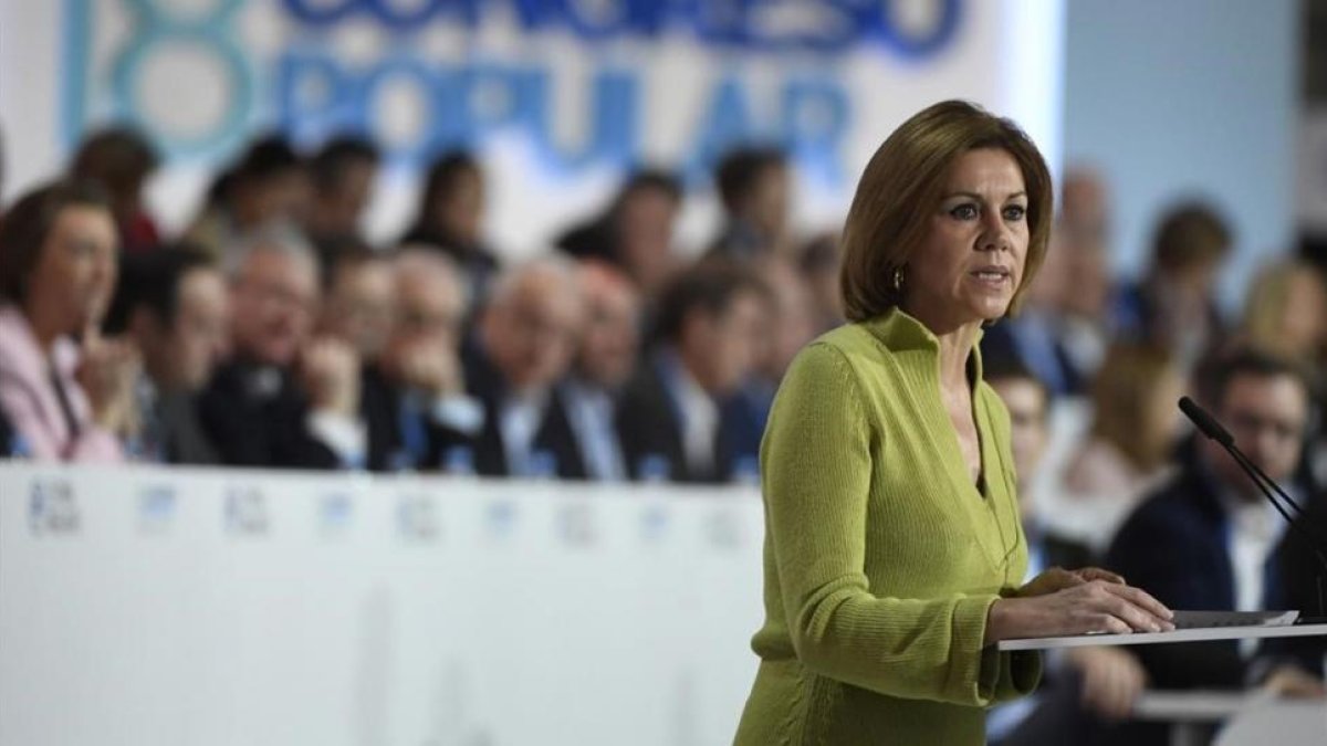 María Dolores de Cospedal, en la clausura del congreso del PP.-AFP / CURTO DE LA TORRE