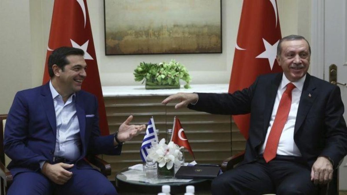 Erdogan junto a Tsipras durante una reunión en la sede de Naciones Unidas.-KAYHAN OZER / AP